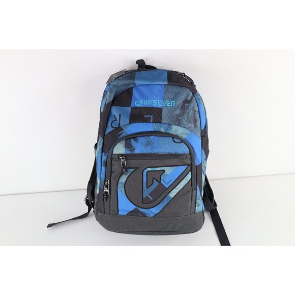 Deadstock Vintage Quiksilver Surfing Spell Out Abstract Padded Backpack Book Bag - Picture 1 of 10